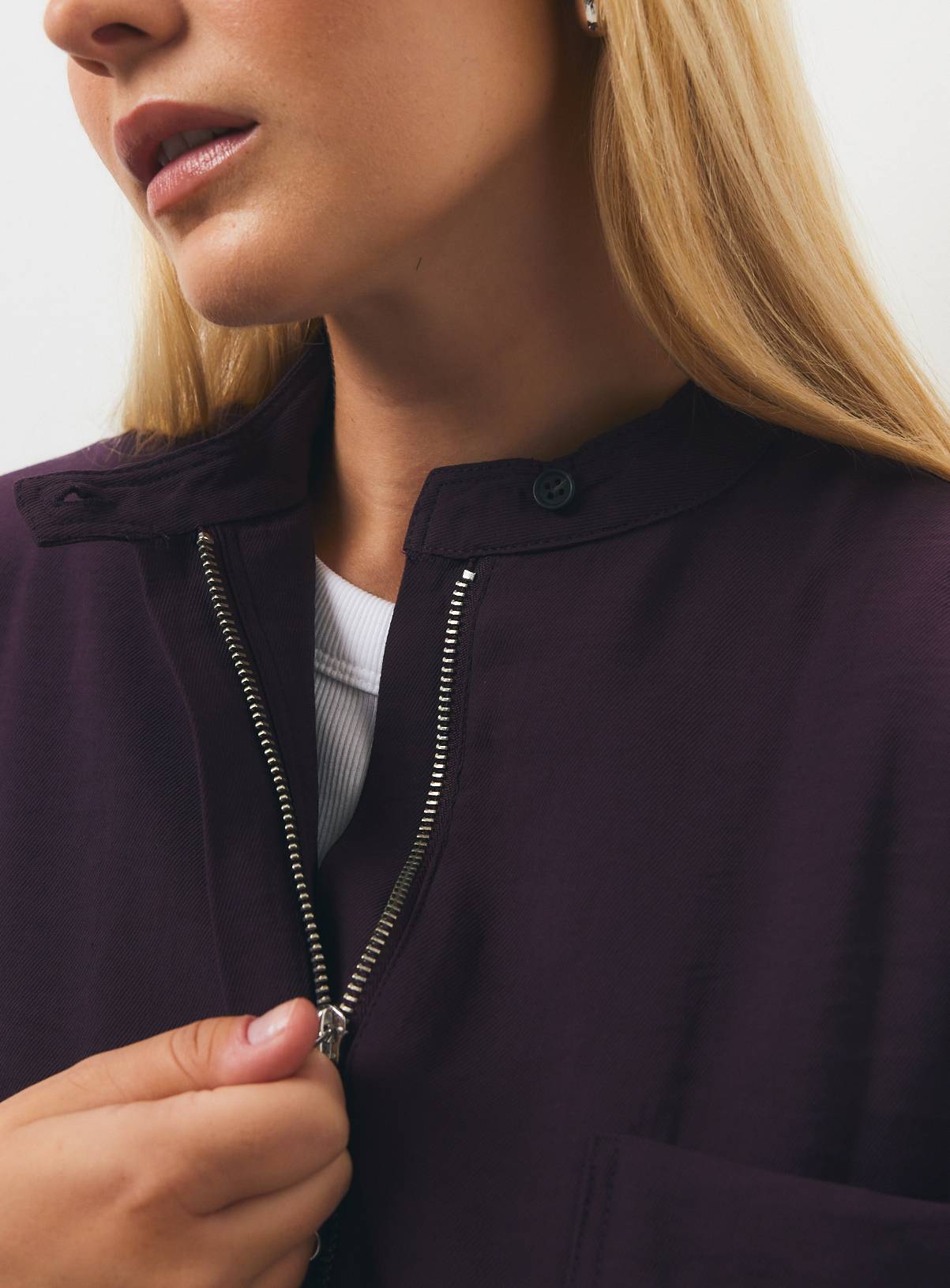 Dark Purple Funnel Neck Shacket 12 - Image 3